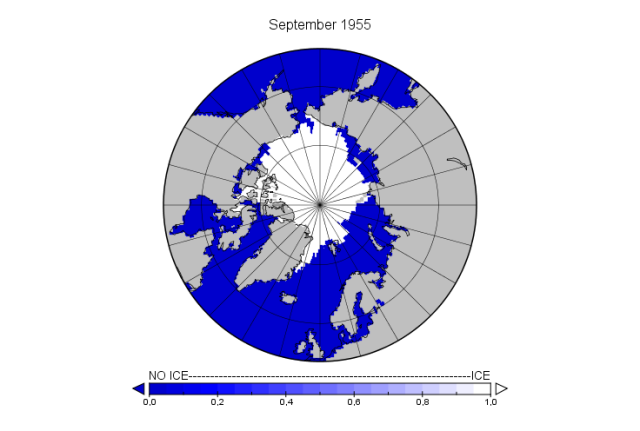 September arctic sea ice extent 1955