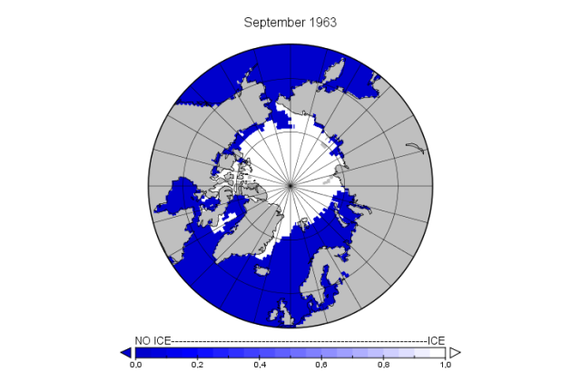 September arctic sea ice extent 1963